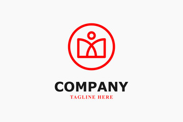 letter d and mountain with sun monogram logo 