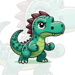 Obraz premium Vector Big Bodybuilder cartoon dinosaur Gym Body Mascot of Muscle, Generative Ai