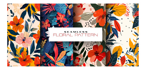 Vibrant seamless floral pattern with colorful blossoms