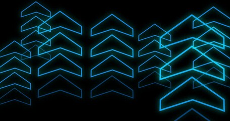 4K Arrows growing rapidly economic financial stock exchange motion loop. Futuristic technology artificial intelligence overlay. Big numbers going up social media business data achievement chart graph.