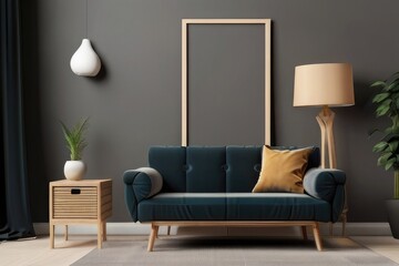  Modern living room furniture - armchair, table and lamp - obrazy, fototapety, plakaty