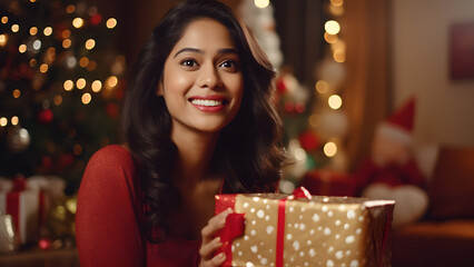 An Indian woman is all smiles after receiving a gift on Christmas. It's going to be a very happy holiday season.