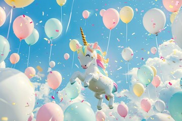 Unicorn Balloon Party A Whimsical Celebration in the Sky Generative AI