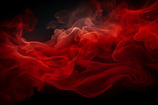 Image of red cigarette smoke on a black background.