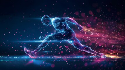 Dot Display Graphic of a Runner in Motion, To convey a sense of movement, energy, and determination in the world of sports and fitness This image is
