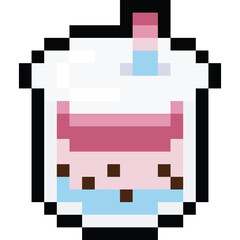 Pixel art bubble tea cup 4