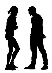 Couple of young guy and girl on white background - 752770656