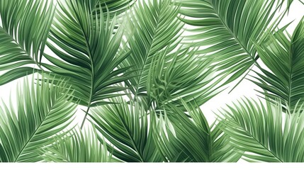Tropical Harmony: Collection of Palm Leaves Forming a Green Leaves Pattern