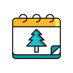 calendar and date icon color line  icon  Christmas