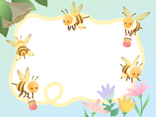 ミツバチと花のフレーム