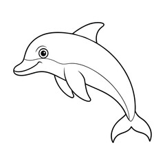 Dolphin illustration coloring page for kids