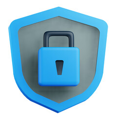 3D Cyber Security Illustration with Transparent Background