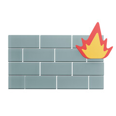 3D Firewall Icon Illustration with Transparent Background