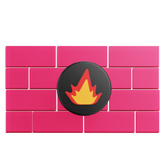 3D Firewall Icon Illustration with Transparent Background