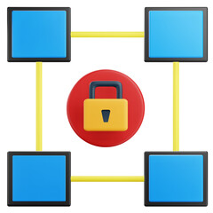 3D Network security Icon with Transparent Background