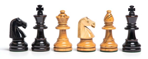 Chess pieces depicting a regal match symbolizing strategic prowess in business battles. Concept Chess, Regal Match, Strategic Prowess, Business Battles, Symbolism