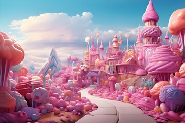 Vivid Candy Dreamscape: Surreal Sweetness





