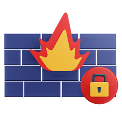 3D Save Firewall Icon with Transparent Background