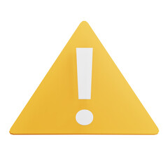 3D Warning Icon with Transparent Background