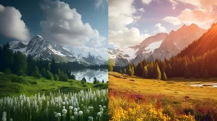 Foto op Canvas Panoramic view of the Swiss alps in summer and autumn © I
