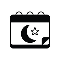 calendar and date icon black and wight glyph icon  Ramadan