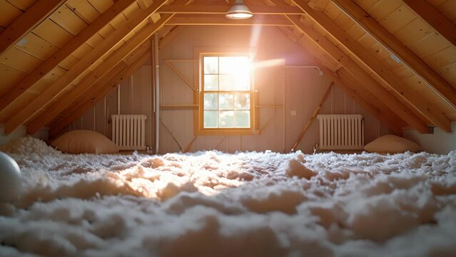 In the seventh view we get a glimpse of the attics heating and cooling system now adorned with additional insulation. This upgrade will not only improve thermal efficiency