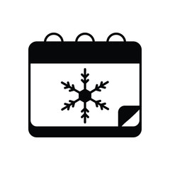calendar and date icon black and wight glyph icon  Snowflake