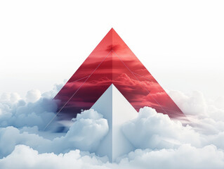 3d rendering a red and white four level pyramid a roadmap runs through the pyramid and the minimalist clouds white background