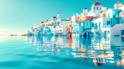 Fototapeta na wymiar Oias Sunset Serenade, Santorinis Iconic Charm, A Palette of Blue and White Overlooking the Aegean
