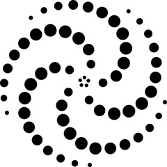 Dotted gradient round spiral icon. Halftone effect vortex circle shape with dotted pattern. Progress round loader. Half tone abstract circle. Vector illustration isolated on the white background.