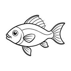 Fish illustration coloring page for kids 
