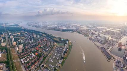 Fototapete Antwerpen Antwerp, Belgium. Panorama of the city. Summer morning. Aerial view