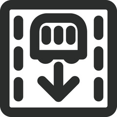 ミニ標識の線画単品イラスト　路線バス等優先通行帯