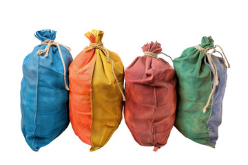 Sack Bags On Transparent Background.