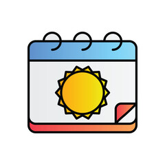 calender and date icon color line icon Summer.