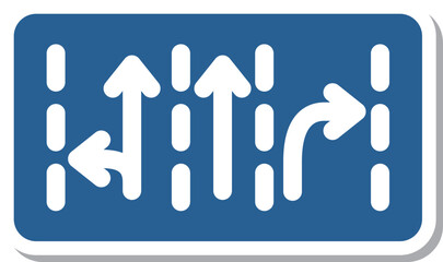 ミニ標識のステッカー単品イラスト　進行方向別通行区分