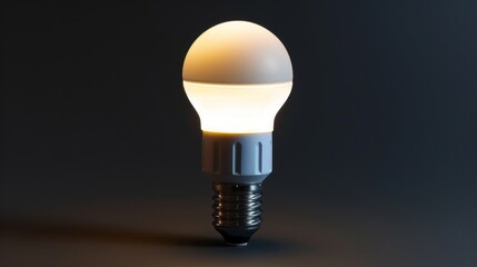 Softly glowing hanging light bulb in a warm, dimly lit room