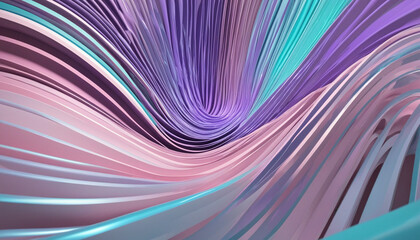 3D Wave Shape in Abstract Iridescent Composition
