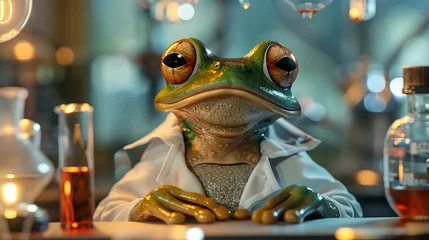 Deurstickers frog in laboratory © Manja
