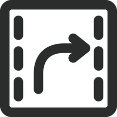 ミニ標識の線画単品イラスト　進行方向別通行区分