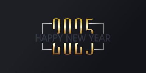 2025 Happy New Year Text Design. 2025 Vector Illustration. Good for Brochure Design Template, Card, Banner.
