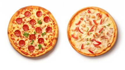 Culinary Delight: Set of Pizza Top Slices Isolated on White Background