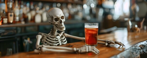 Bony figure revels in a somber tavern ambiance savoring a beverage. Concept Dark Aesthetic, Lonely Figure, Moody Atmosphere, Vintage Decor, Solitary Moment