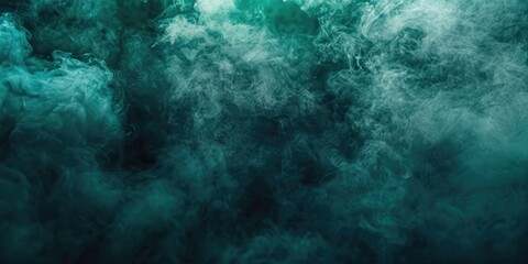 Fototapeta na wymiar Green background with smoke, dark ground, and light scent. Generative Ai