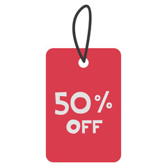 Sale Tag 50 percent Off Single 9 cute on a white background, vector illustration.