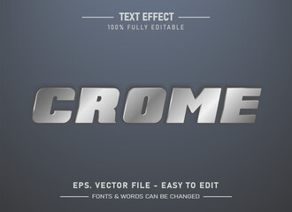 Vector crome editable text effect silver style