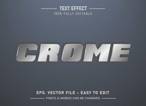 Vector crome editable text effect silver style