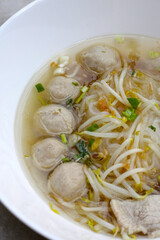 Thai pork noodle clear soup