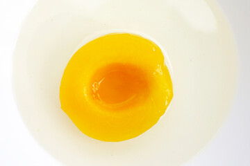 Peach halves in syrup. Fruity desserts