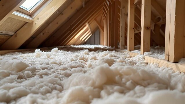 The sixth view highlights a crucial step in attic insulation upgrades sealing any gaps or cracks that can lead to air leakage. The installer is using a specialized foam to